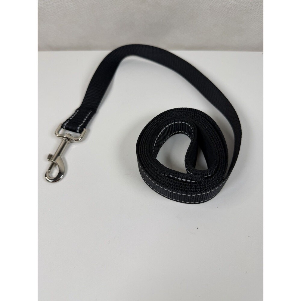 FunTags 6FT Reflective Dog Leash Black Heavy Duty Nylon Lead Padded Handle New